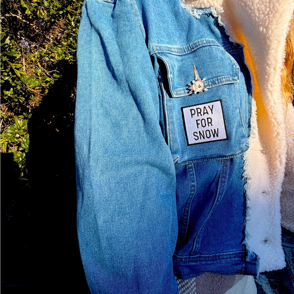 Sherpa lined Ski Patch Jean jacket